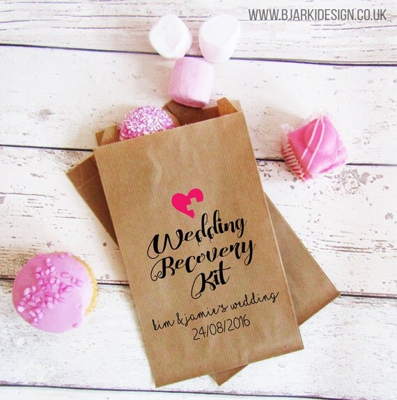 Wedding recovery kit favour bags personalised by ChocolateWolfe
