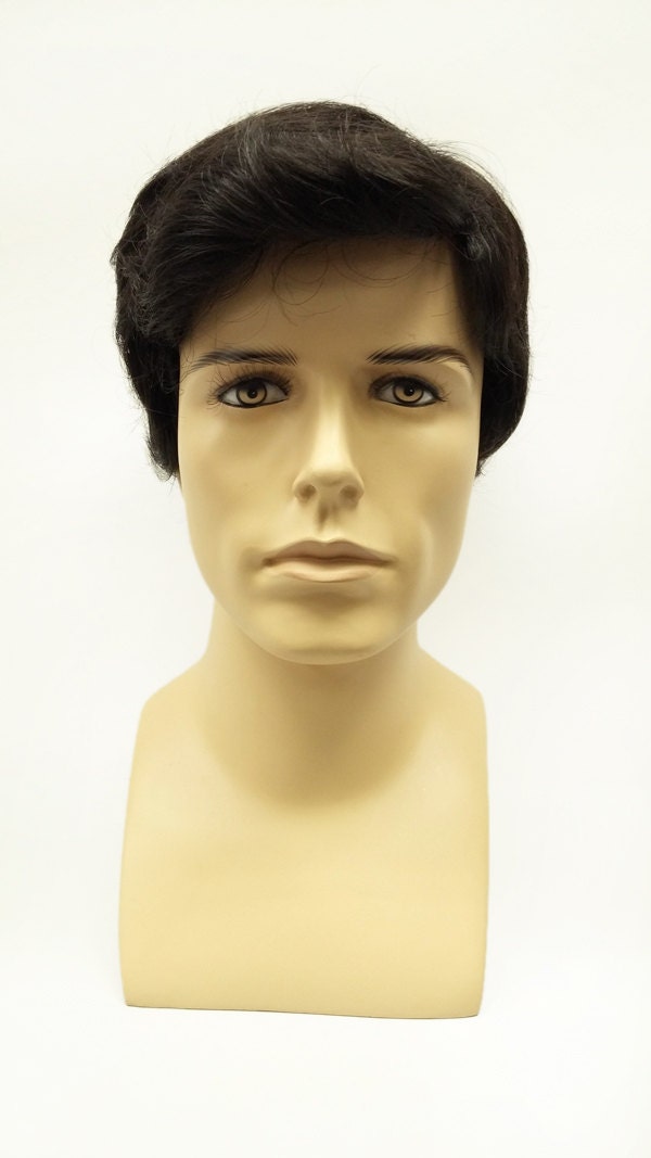 Short Darkest Brown Mens Wig Mens Side Part Wig 