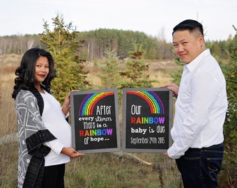 Rainbow Baby Pregnancy Announcement, Pregnancy Reveal after a loss, Pregnancy Chalkboard Sign, PDF you edit with ADOBE READER