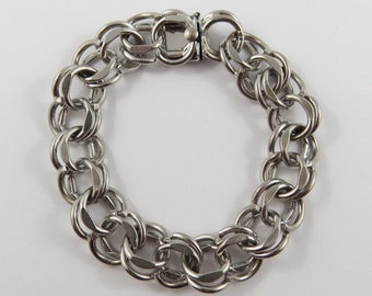Bracelet Ancien Vintage Argenté Avec Breloques - Longueur 19-20 Cm - Occasion Bon état - Style Bohème