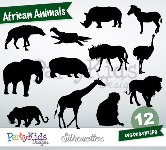 Download African Animals Silhouette instant download PNG JPG SVG
