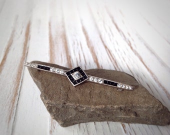 Art Deco Diamond Brooch // Black and white Antique Pin // Vintage Pin // 1920-1930