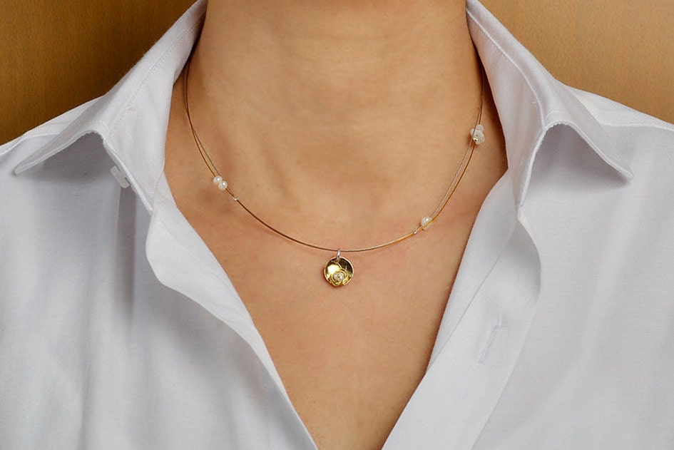 Tiny pendant necklace Free shipping geometric pendant