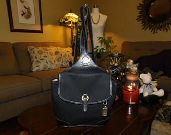 DOONEY & BOURKE~Black Canvas Leather Backpack Sling BagPurse