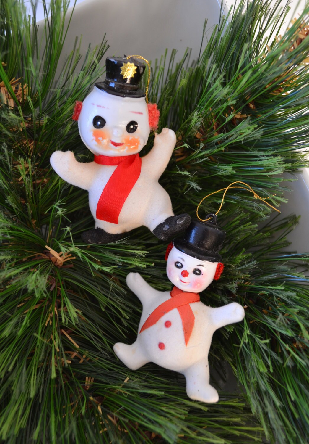 Vintage Flocked Christmas Ornaments 