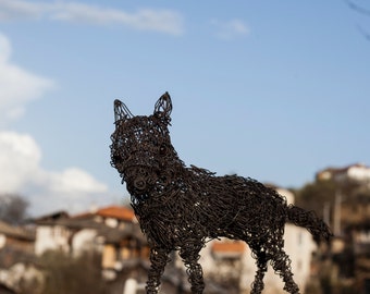 Wolf Animal Figurine, Metal Sculpture, Metal Animal Art, Quirky Gift, Original Sculpture, Animal Decor, Wire Decor, Wire Art