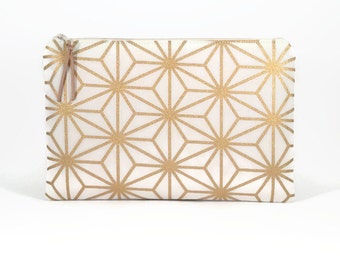 Bridesmaid clutch, Gold, Bridal clutch, Clutch zipper bag, Zipper clutch, Maid of honour gift, Bridesmaid gift idea, Travel organiser