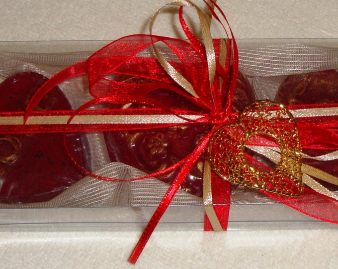 Cream Ecru Valentine Gift Pack, Heart Red Luxury Glycerin Scented Soap, Royalty Soap, Valentine Gift, Feast Gift, Birthday Gift, Party Gift
