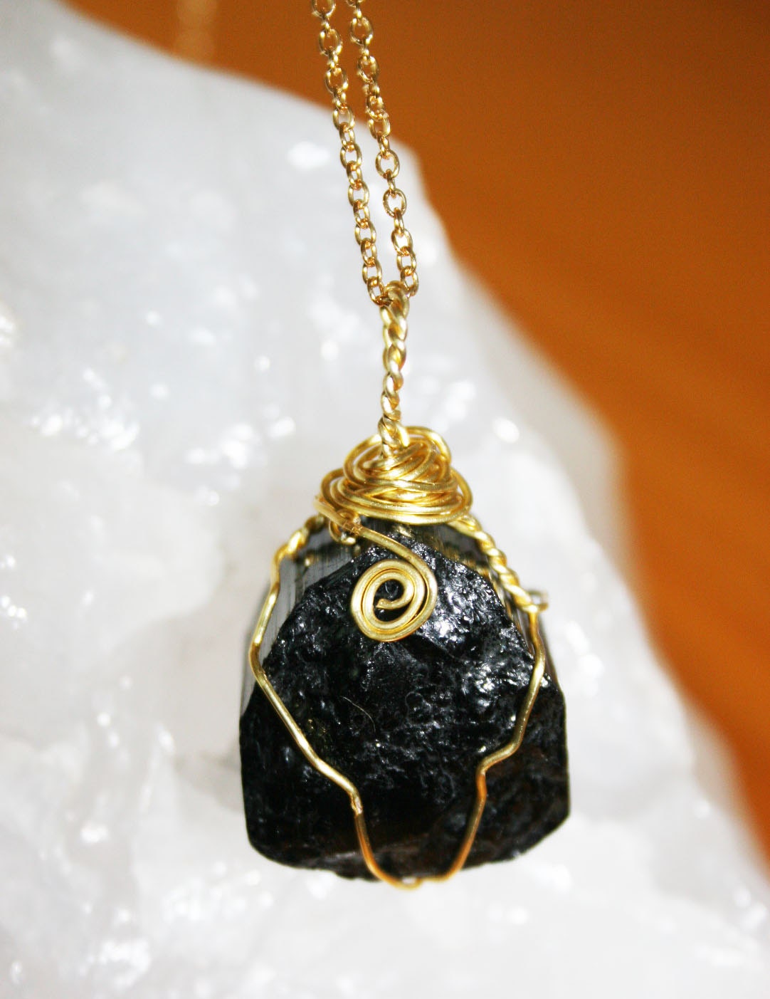 Black Tourmaline necklace Schorl pendant black tourmaline