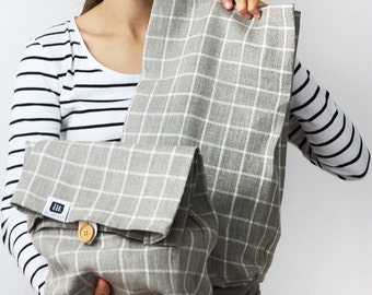 Linen lunch bag for women, linen lunch bag, adult lunch bag, linen fabric storage basket