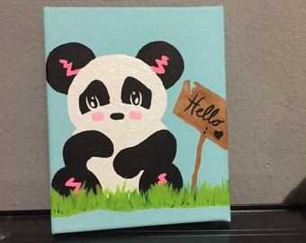 Items similar to Personalized Adorable PANDA BEAR holding a Heart ...