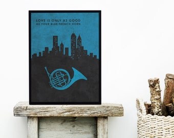 Blue French Horn How I Met Your Mother - Unique Wedding Gift - Robin How I Met Your Mother - TV Wall Art - Nursery Art - Tv Artwork