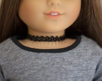 Plain Black Tattoo Choker for American Girl Dolls