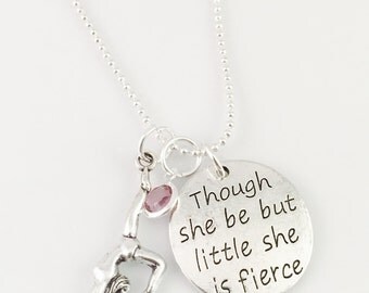 Personalized Gymnast necklace, girls necklace, girls birthday gift, gymnast charm, birthstone charm, She be fierce