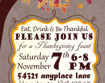 Fall Feast Thanksgiving Invitation / Custom Digital Download