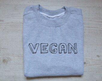 Vegan sweater slouchy sweatshirt soft vintage womens mens sweatshirt graphic design drawing tee vegan sweater heather light gray
