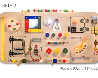 Busy Board **EXTRA PLUS**, Activity Board, Sensory Board, Montessori Toy, Wooden Toy, Fine motor skills board for toddlers & babies
