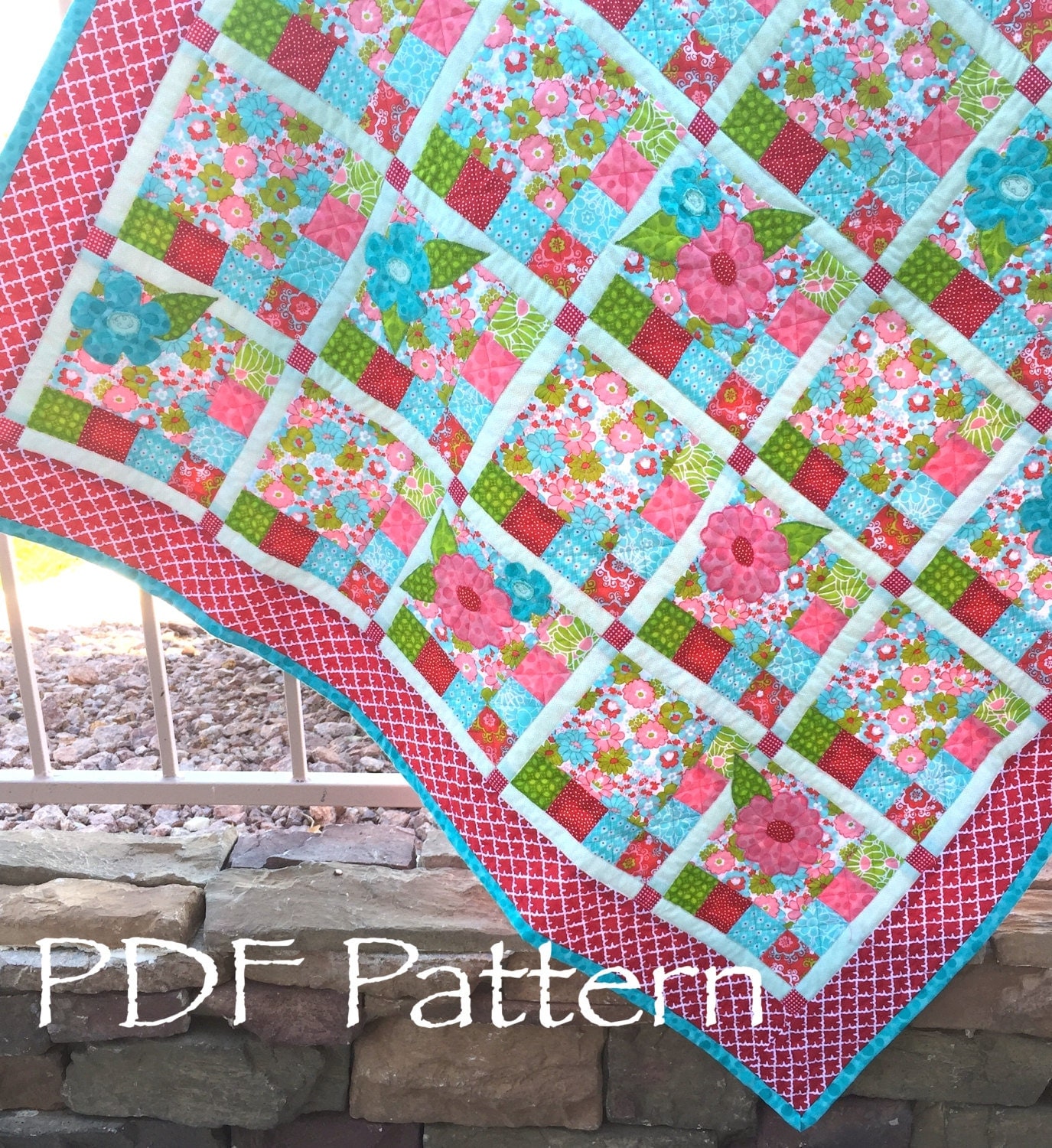 flower-checked-quilt-pattern-baby-girl-quilt-pattern-pdf