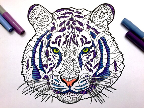 Tiger PDF Zentangle Coloring Page