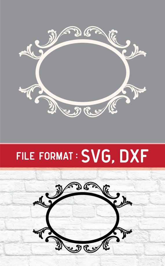 SVG Oval Frame Monogram Cricut Files Vinyl Cutters by DreamShape