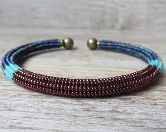 Ndebele turquoise touch adjustable bangle bracelet