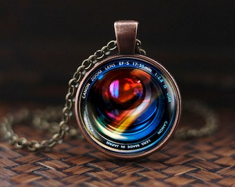 Camera Lenses Pendant, Photography Jewelry, Gift For Photographer, Camera Pendant, Camera Lens Necklace, mens necklace, NOT REAL camer, m159