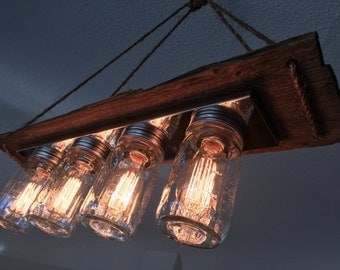 Reclaimed Wood Mason Jar Chandelier
