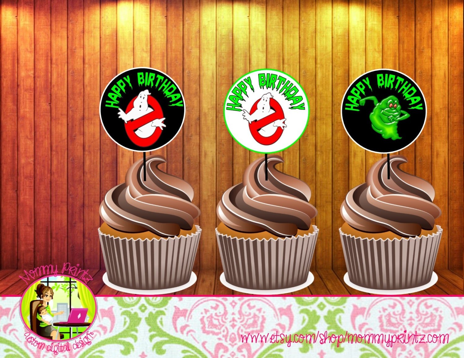 Ghostbuster Cupcake Toppers/Stickers Printable 3 style