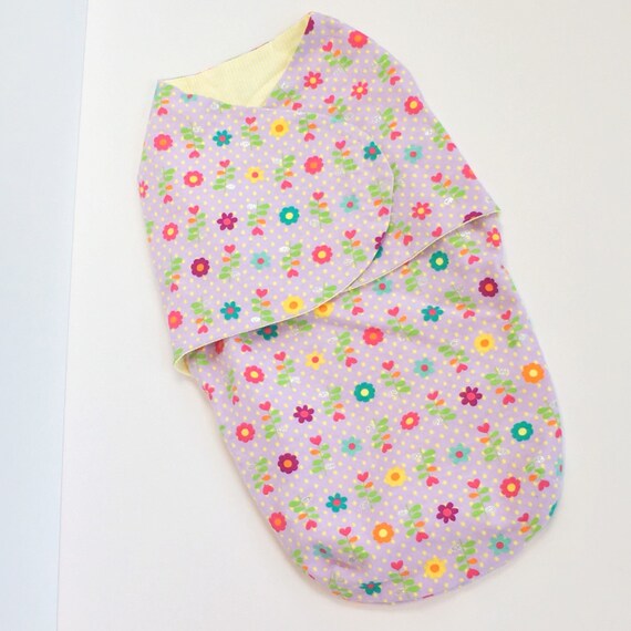 Baby Swaddle Snuggler Velcro Wrap Pastel Floral Flannel