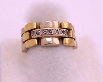 Ring Panter Gold Solid 18k Yellow White Diamond Ring Panter 18k gold yellow and white diamonds brilliant T.