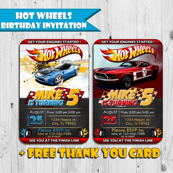 Hot Wheels Inspired Birthday Invitation Free Thank You Card