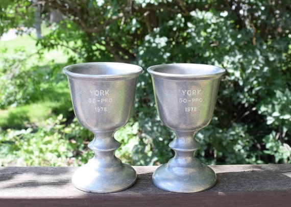 A pair of vintage pewter Goblet made in the USA/ Wine Goblets