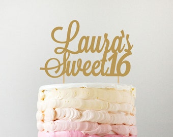 Personalized Sweet 16 Cake Topper, Custom Birthday Cake Topper in any color, 16th birthday party, sweet sixteen