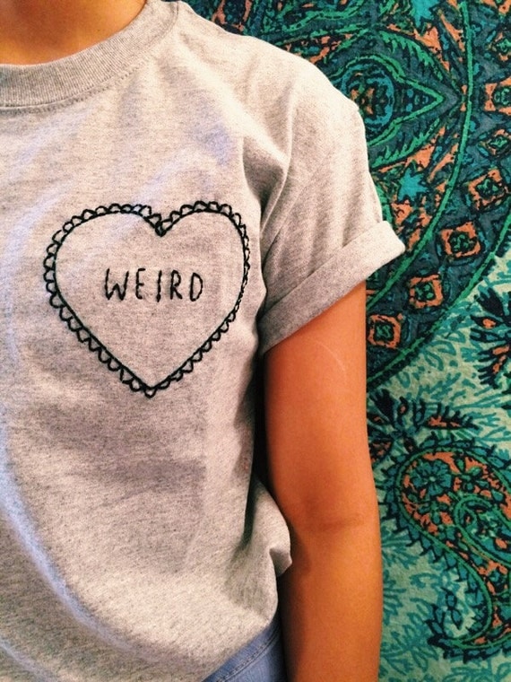 Weird Embroidered T-Shirt | Heart