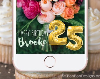 Birthday Snapchat Geofilter // On Demand Filter - Custom & Personalized - Gold Balloons
