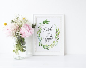 Printable Cards and Gifts Sign, Wedding Cards Sign, Wedding Sign, Gift Table Sign, Wedding Printable - Charlotte Wreath