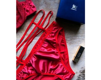 Womens Knickers, Satin Panties, High Waisted Panties, Strappy Lingerie, Fetish Clothing, Gothic Lingerie, Erotic Panties, Cheeky Panties