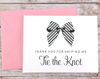 Thank You For Helping Me Tie the Knot Card, Bridesmaid Card, Bridesmaid Thank You Card, Maid of Honor Card, Bridesmaid Gift - (FPS0014)