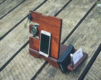 iPhone wood stand / Accesories office stand / Phone docking station / iPad stand