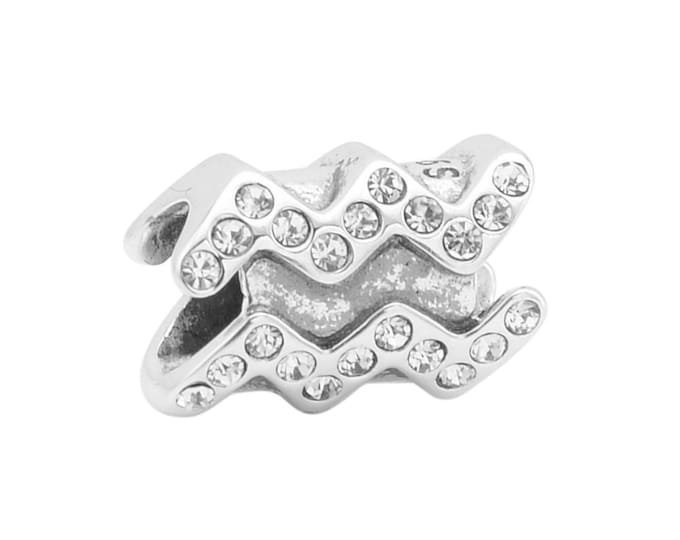 Aquarius Zodiac Charm Sterling Silver New Design Sparkling bead s925