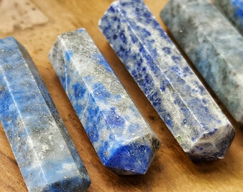 Lapis Lazuli Double Terminated Point - Hand Cut Natural Stone Point for Crystal Grids or Terrarium 248