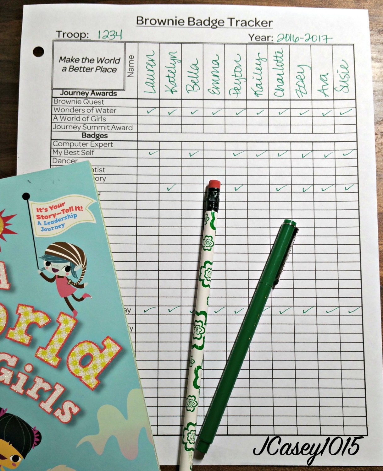 Brownie Troop Badge Tracker by JCasey1015 on Etsy