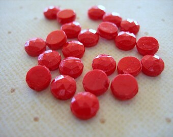 Vintage Opaque Red Glass Nailhead Beads 6mm Full Strand lot of 22