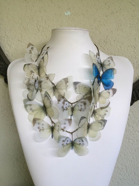 Wedding Butterfly Handmade Ivory and White Butterflies Silk