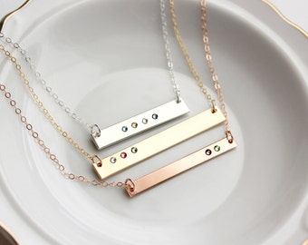 Birthstone Bar Necklace - Personalized Birthstone Necklace, Mother's Day Gift, Custom Gold Bar Necklace, Personalized Gift for Mom, Mother