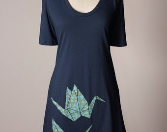 paper crane dress, origami t-shirt dress, origami paper crane tunic, origami dress