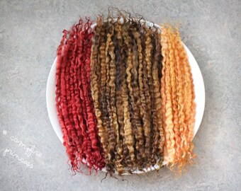 Combed Mohair locks for Blythe Reroot #Campfire Princess