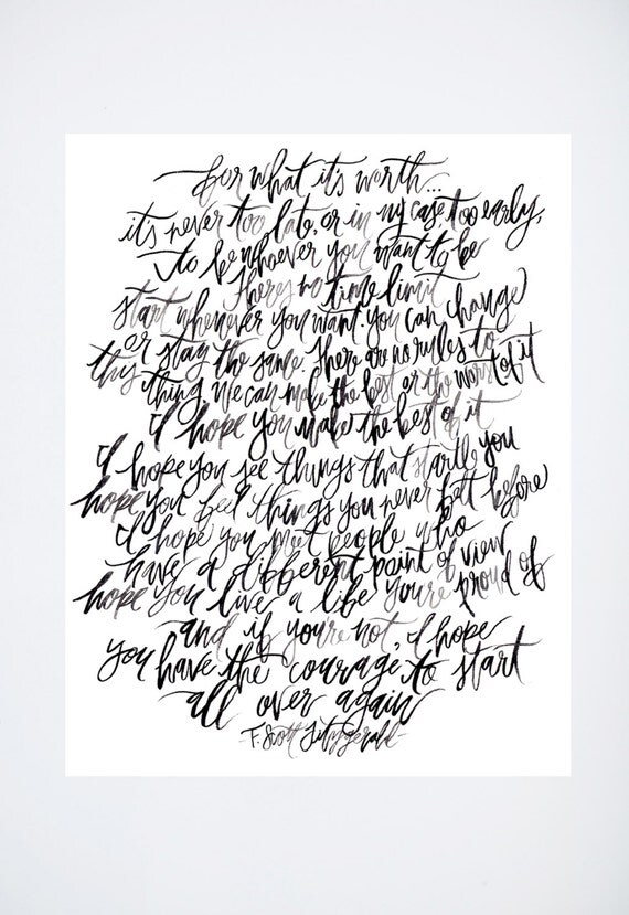 Calligraphy Inspiration Quotes F. Scott Fitzgerald For