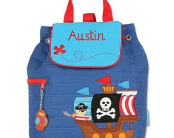 Monogram Personalized Stephen Joseph PIRATE Toddler Kids Preschool Backpack Tote Easy Ordering