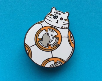 BB8 Pin - Star Wars Enamel Badge - Lapel Pin - Cat brooch - Fat Kitty - White Cat Brooch - Cat Pin - Cat Droid pin - Hard Enamel Cat Brooch